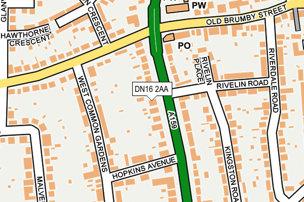 DN16 2AA map - OS OpenMap – Local (Ordnance Survey)