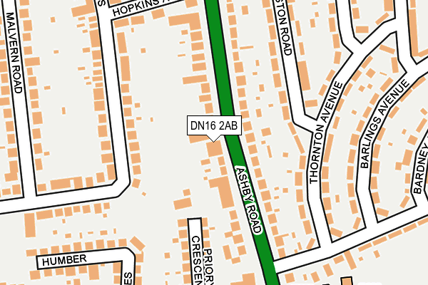 DN16 2AB map - OS OpenMap – Local (Ordnance Survey)