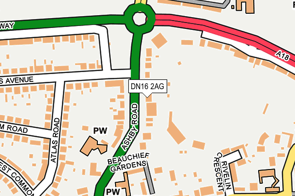 DN16 2AG map - OS OpenMap – Local (Ordnance Survey)