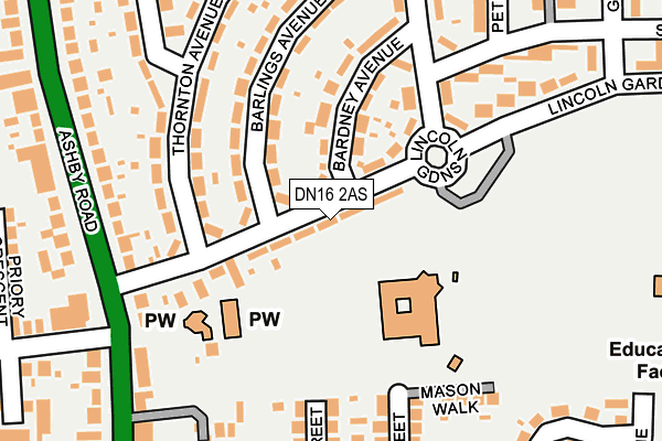 DN16 2AS map - OS OpenMap – Local (Ordnance Survey)