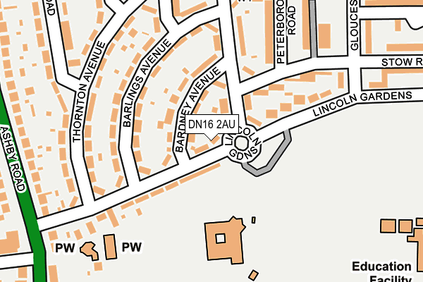 DN16 2AU map - OS OpenMap – Local (Ordnance Survey)