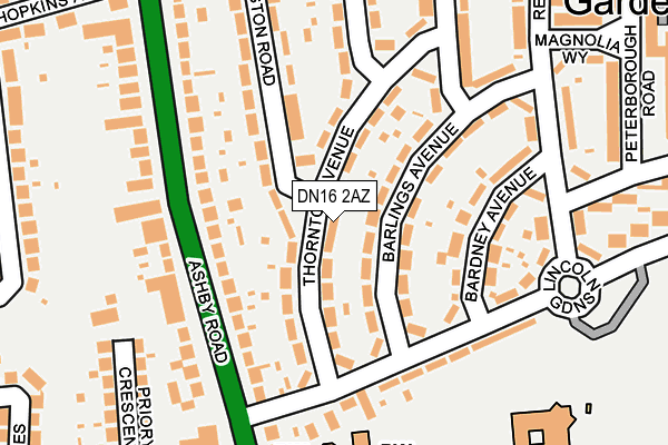 DN16 2AZ map - OS OpenMap – Local (Ordnance Survey)
