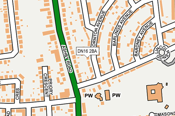 DN16 2BA map - OS OpenMap – Local (Ordnance Survey)