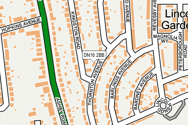 DN16 2BB map - OS OpenMap – Local (Ordnance Survey)