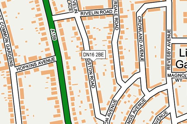 DN16 2BE map - OS OpenMap – Local (Ordnance Survey)
