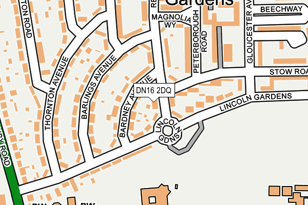 DN16 2DQ map - OS OpenMap – Local (Ordnance Survey)