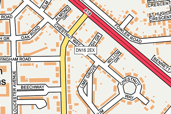DN16 2EX map - OS OpenMap – Local (Ordnance Survey)