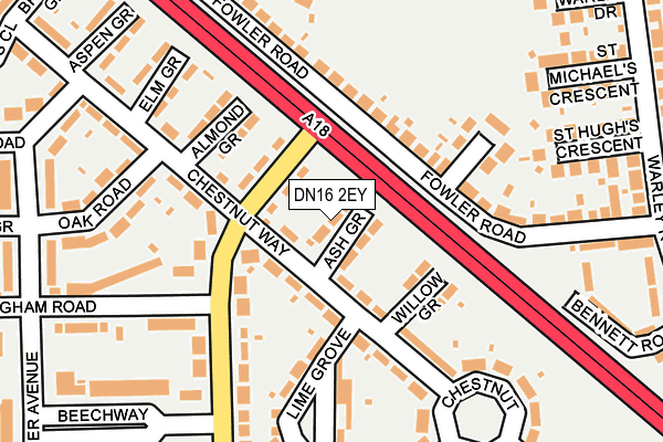 DN16 2EY map - OS OpenMap – Local (Ordnance Survey)