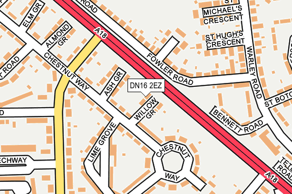 DN16 2EZ map - OS OpenMap – Local (Ordnance Survey)