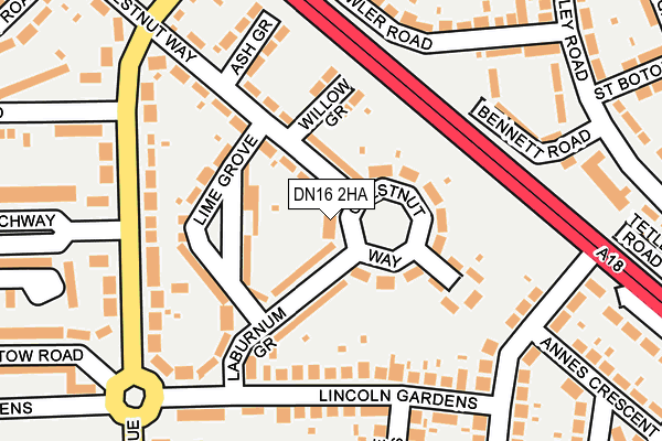 DN16 2HA map - OS OpenMap – Local (Ordnance Survey)