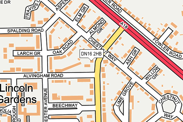 DN16 2HB map - OS OpenMap – Local (Ordnance Survey)
