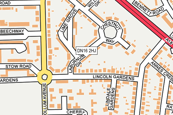 DN16 2HJ map - OS OpenMap – Local (Ordnance Survey)