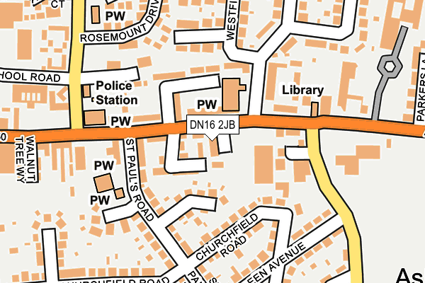 DN16 2JB map - OS OpenMap – Local (Ordnance Survey)