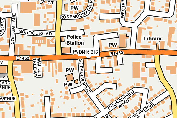 DN16 2JS map - OS OpenMap – Local (Ordnance Survey)