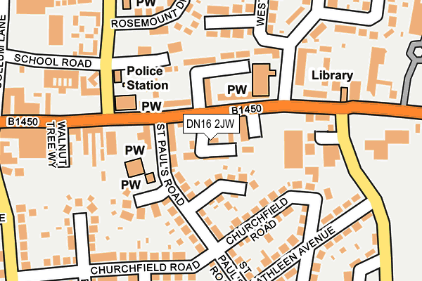 DN16 2JW map - OS OpenMap – Local (Ordnance Survey)