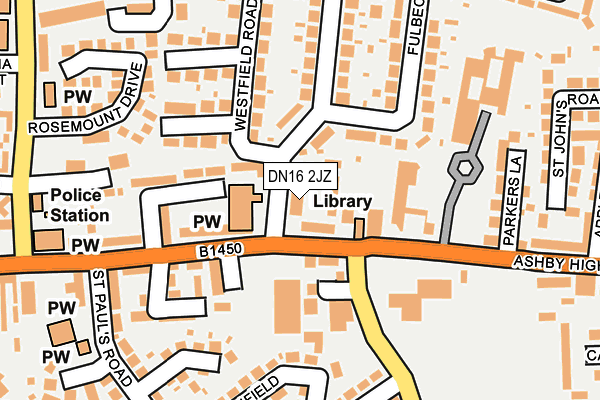 DN16 2JZ map - OS OpenMap – Local (Ordnance Survey)