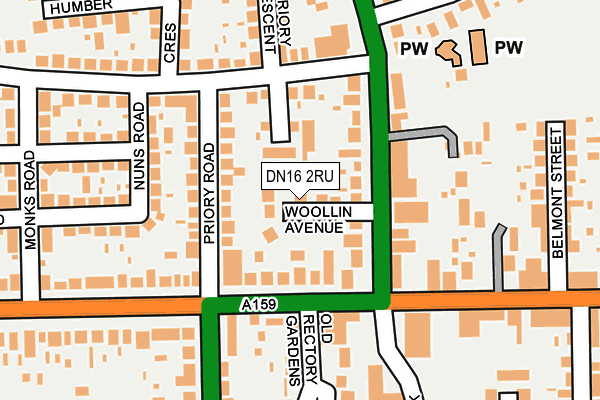 DN16 2RU map - OS OpenMap – Local (Ordnance Survey)