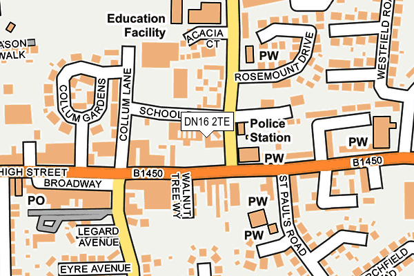 DN16 2TE map - OS OpenMap – Local (Ordnance Survey)
