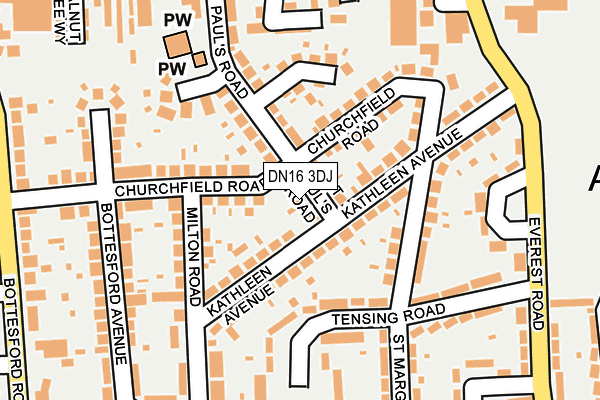 DN16 3DJ map - OS OpenMap – Local (Ordnance Survey)