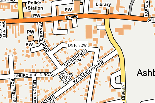 DN16 3DW map - OS OpenMap – Local (Ordnance Survey)