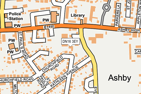DN16 3EY map - OS OpenMap – Local (Ordnance Survey)