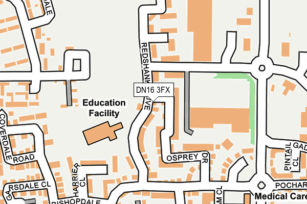 DN16 3FX map - OS OpenMap – Local (Ordnance Survey)