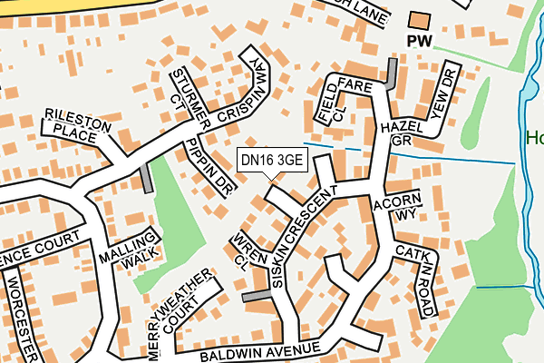 DN16 3GE map - OS OpenMap – Local (Ordnance Survey)
