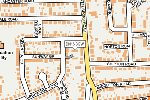 DN16 3GW map - OS OpenMap – Local (Ordnance Survey)
