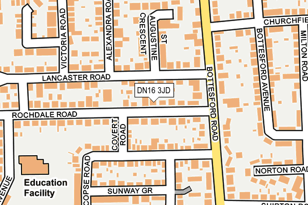 DN16 3JD map - OS OpenMap – Local (Ordnance Survey)