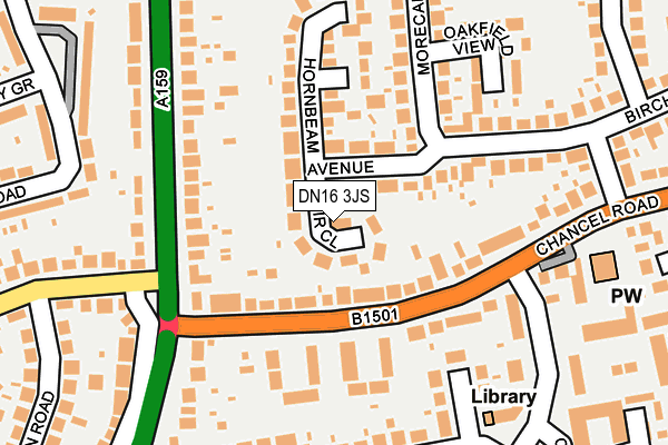 DN16 3JS map - OS OpenMap – Local (Ordnance Survey)