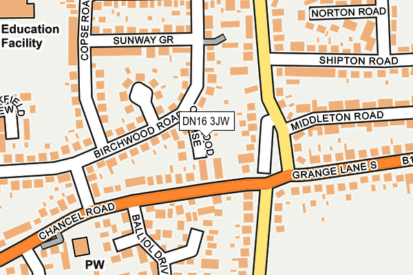 DN16 3JW map - OS OpenMap – Local (Ordnance Survey)