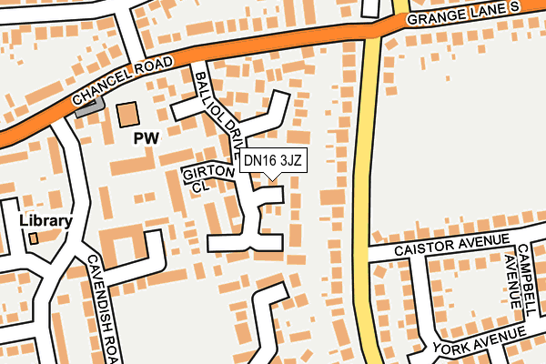 DN16 3JZ map - OS OpenMap – Local (Ordnance Survey)