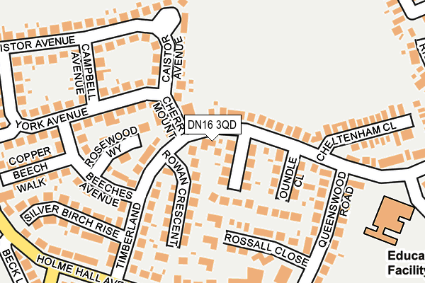 DN16 3QD map - OS OpenMap – Local (Ordnance Survey)