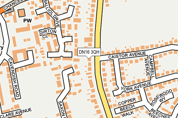DN16 3QH map - OS OpenMap – Local (Ordnance Survey)