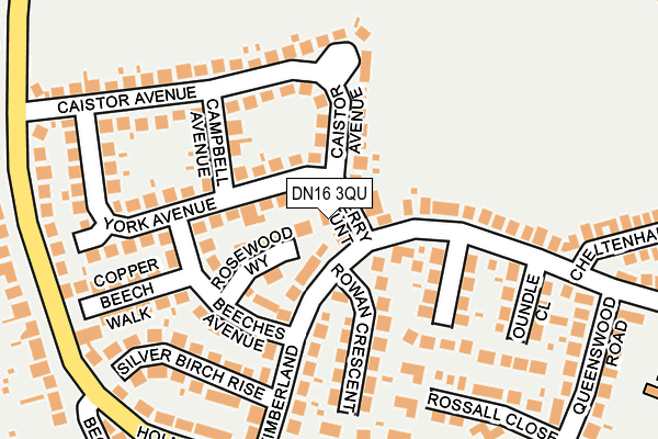 DN16 3QU map - OS OpenMap – Local (Ordnance Survey)