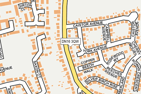 DN16 3QW map - OS OpenMap – Local (Ordnance Survey)