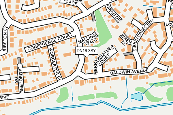 DN16 3SY map - OS OpenMap – Local (Ordnance Survey)