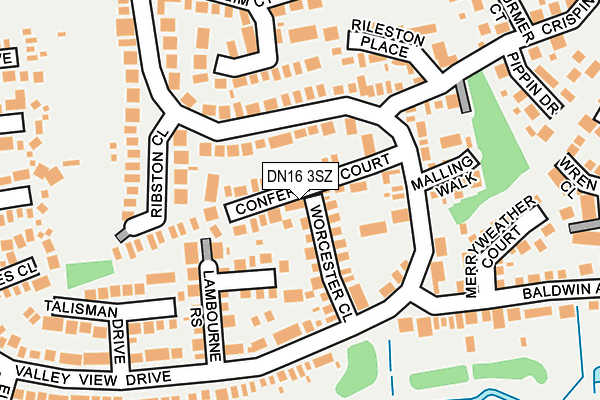 DN16 3SZ map - OS OpenMap – Local (Ordnance Survey)