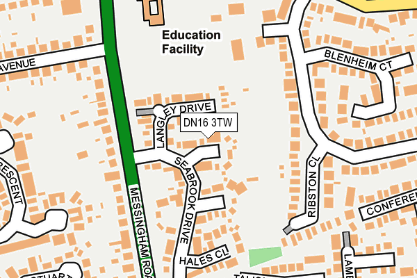 DN16 3TW map - OS OpenMap – Local (Ordnance Survey)