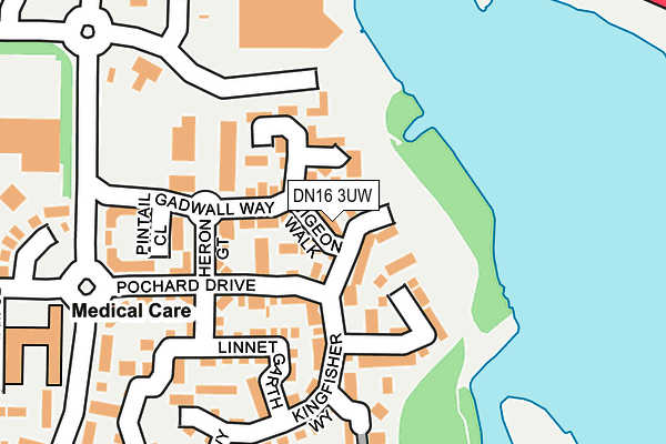 DN16 3UW map - OS OpenMap – Local (Ordnance Survey)