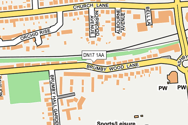 DN17 1AA map - OS OpenMap – Local (Ordnance Survey)