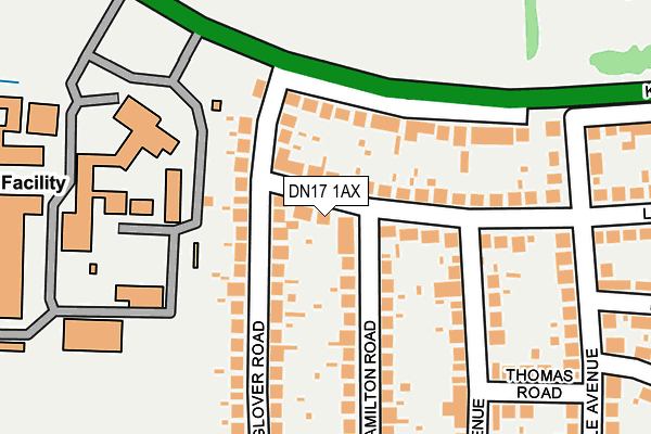 DN17 1AX map - OS OpenMap – Local (Ordnance Survey)