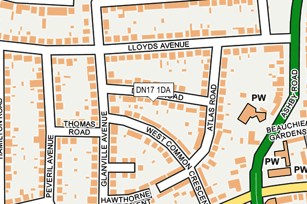 DN17 1DA map - OS OpenMap – Local (Ordnance Survey)