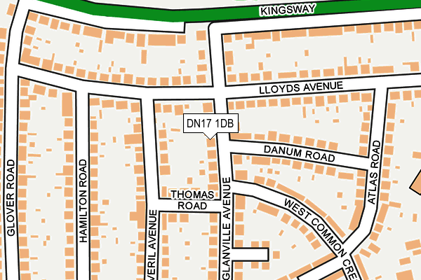 DN17 1DB map - OS OpenMap – Local (Ordnance Survey)