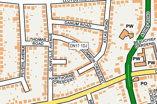 DN17 1DJ map - OS OpenMap – Local (Ordnance Survey)