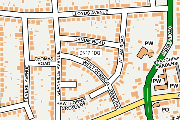 DN17 1DQ map - OS OpenMap – Local (Ordnance Survey)