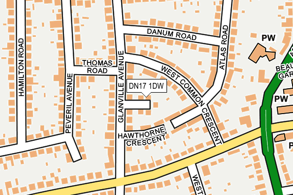 DN17 1DW map - OS OpenMap – Local (Ordnance Survey)