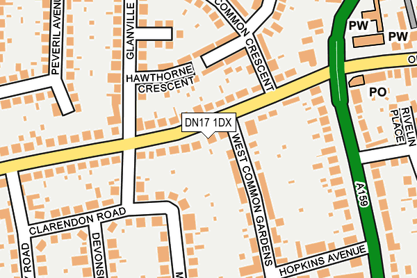 DN17 1DX map - OS OpenMap – Local (Ordnance Survey)