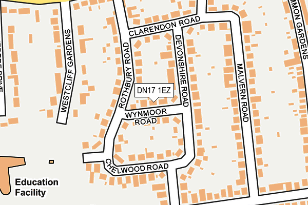 DN17 1EZ map - OS OpenMap – Local (Ordnance Survey)