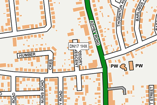 DN17 1HX map - OS OpenMap – Local (Ordnance Survey)